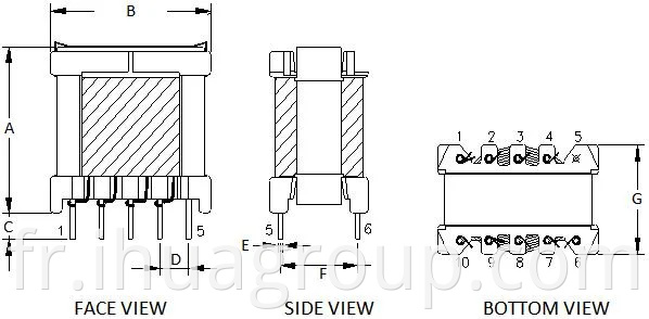 Plus de fiabilité de type EF Mode de commutation de flyback alimentation transformateur audio à impulsion haute fréquence